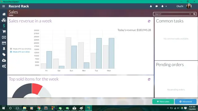 Sales home page in Record Rack Epsilon