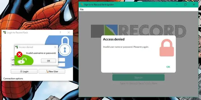 Login screen with access denied message of both old version and new version placed side by side