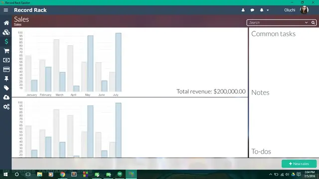 Sales home page for Record Rack Epsilon
